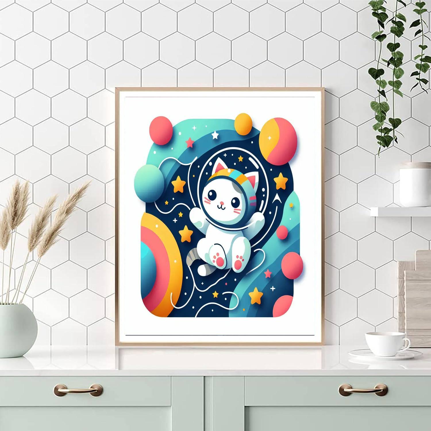 Brave Astronaut Kitty Painting By Numbers Kit