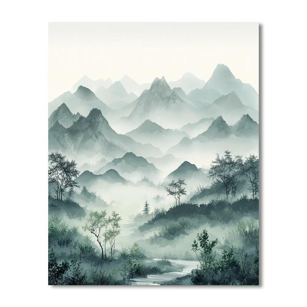 Zhao Mengfu Inspired Misty Harmony  Paint By Numbers
