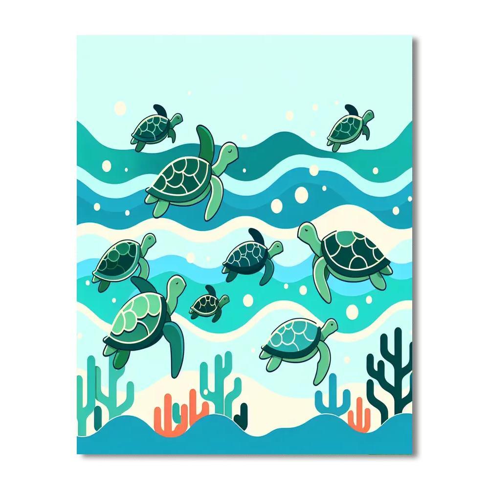 Tropical Turtles Paint By Numbers Art