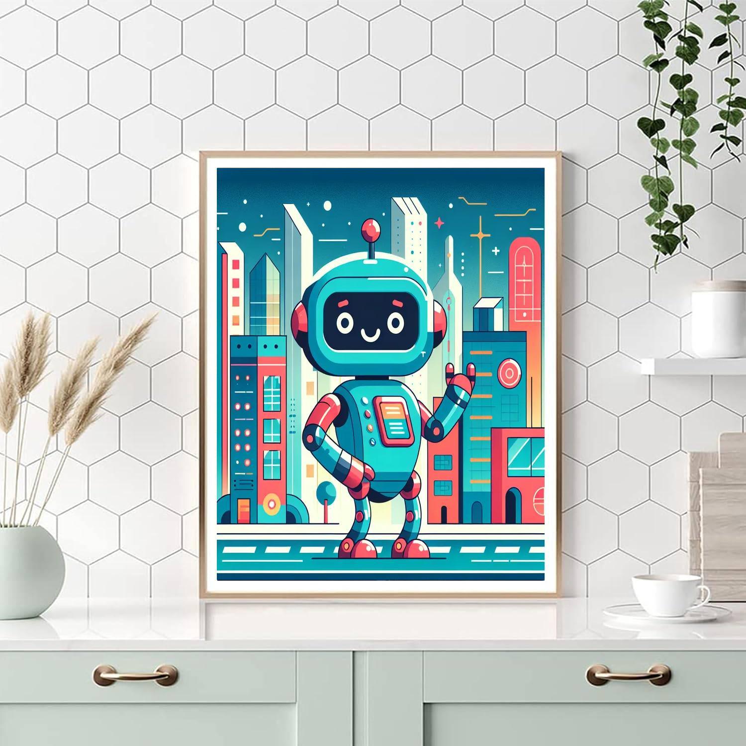 Futuristic Robot City Paint By Number
