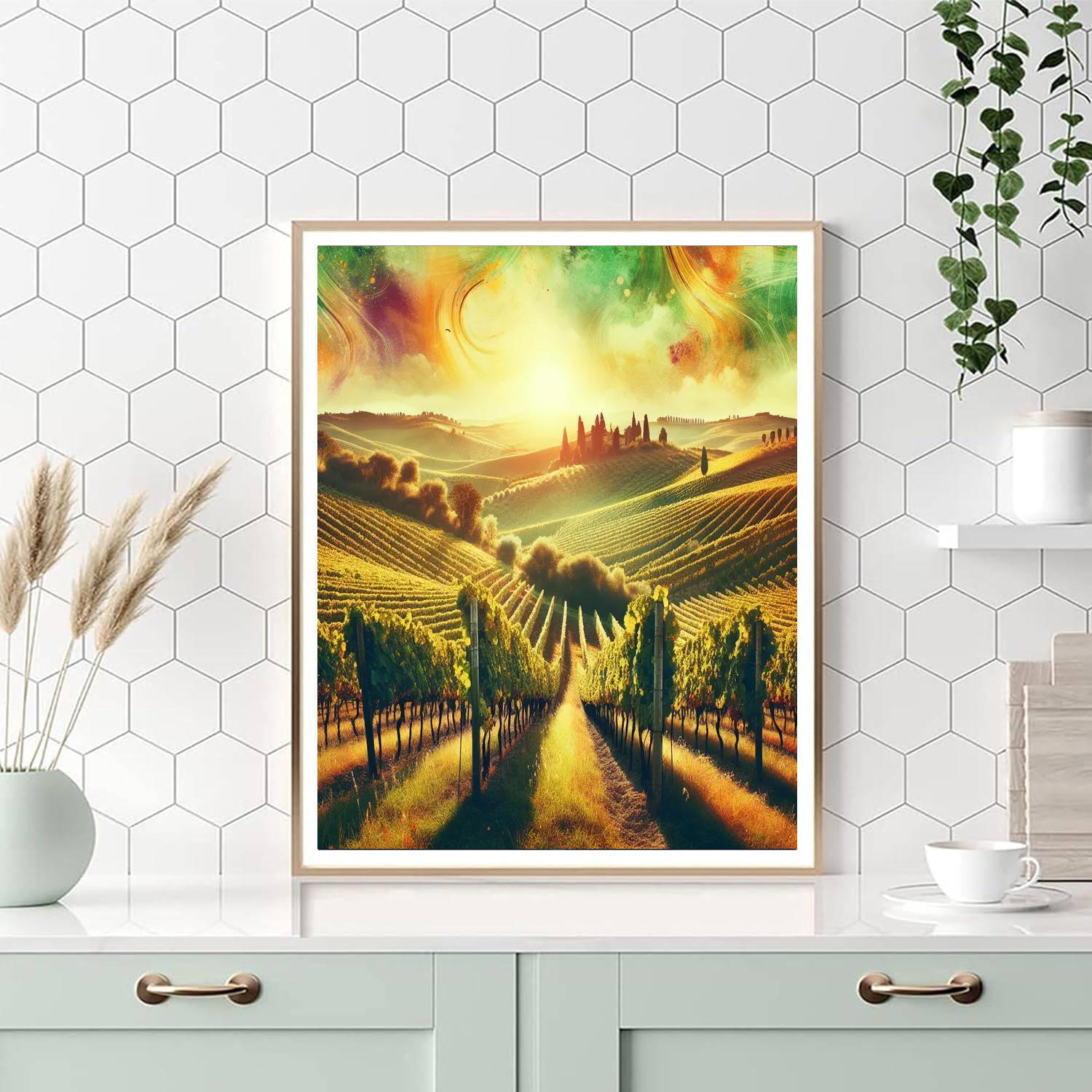 Sunlit Tuscany Vineyards Numbered Painting Kits