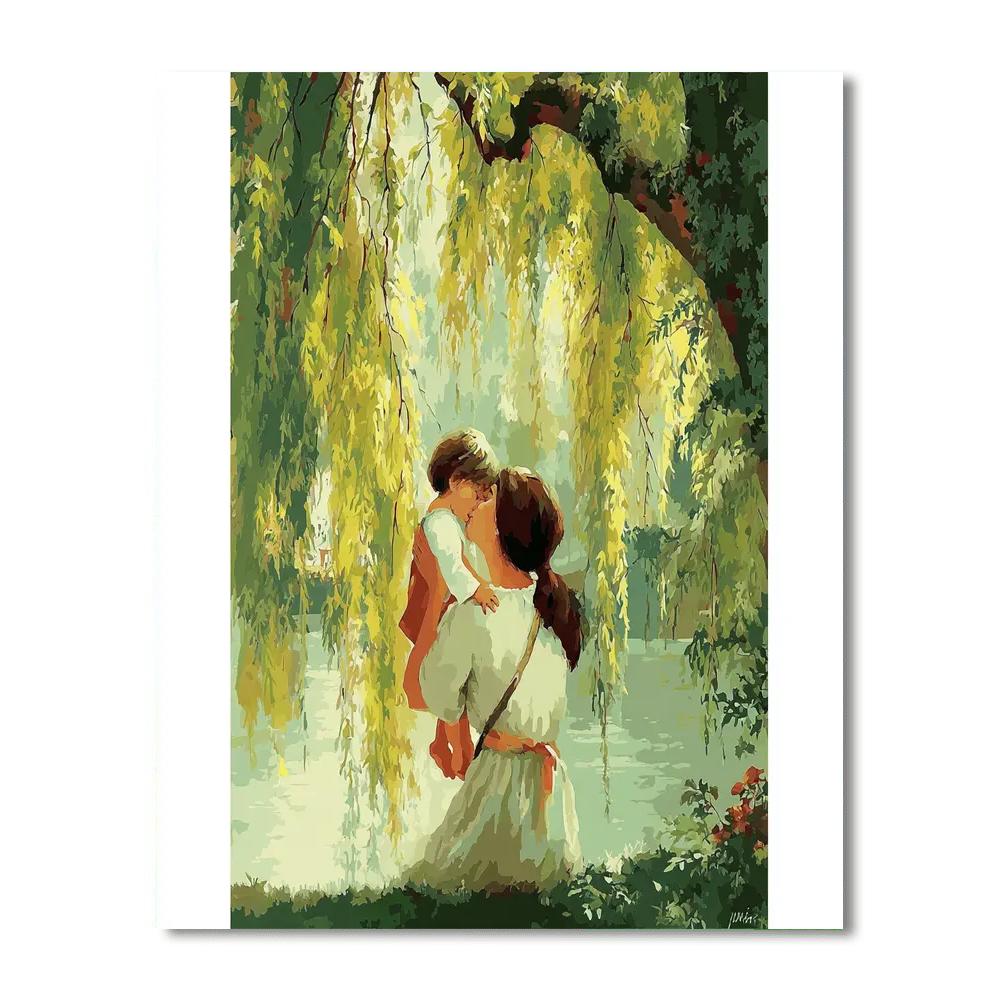 A Mother's Embrace Under The Willow Paint By Number