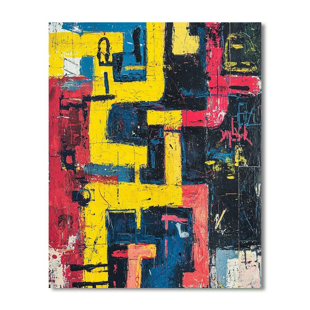 Jean-Michel Basquiat Inspired Symbolic Labyrinth  Paint By Numbers Kits