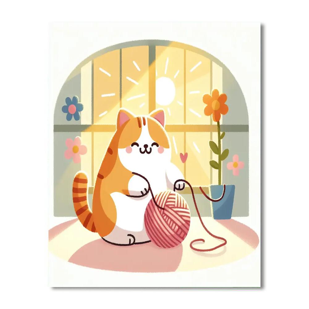 Cheerful Cat Painting By Numbers Kit