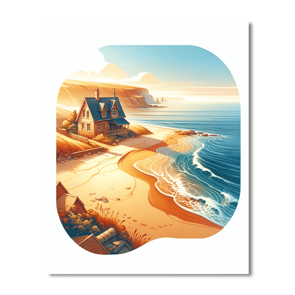 Charming Beachfront Cottage Painting Number Kit