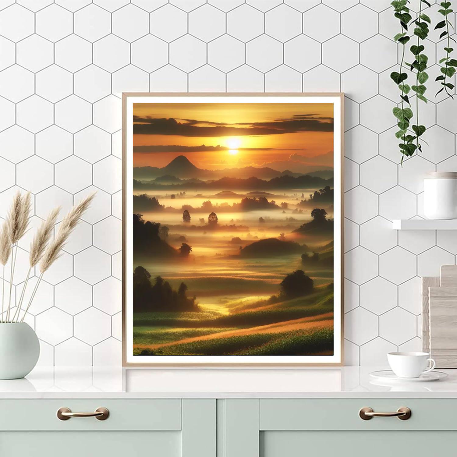 Dreamy Countryside Morning Numbered Painting Kits