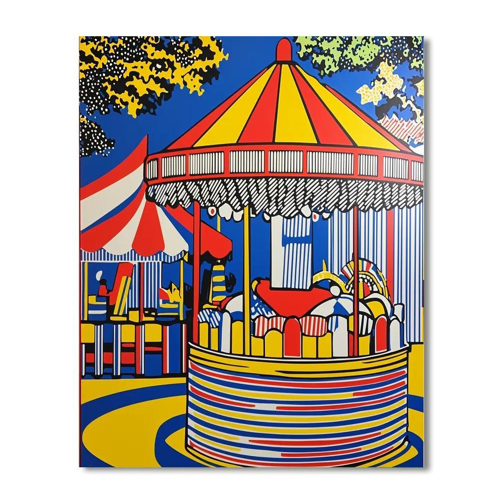 Roy Lichtenstein Inspired Retro Urban Carnival  Number Painting