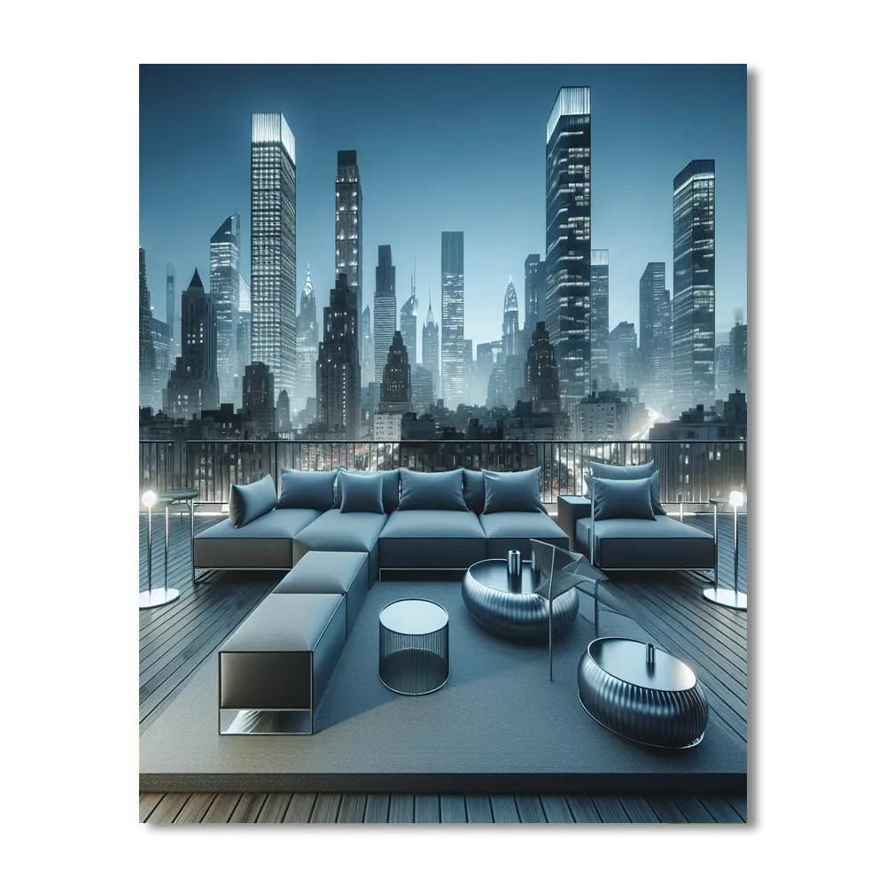Chic Metropolitan Rooftop Paint By Number