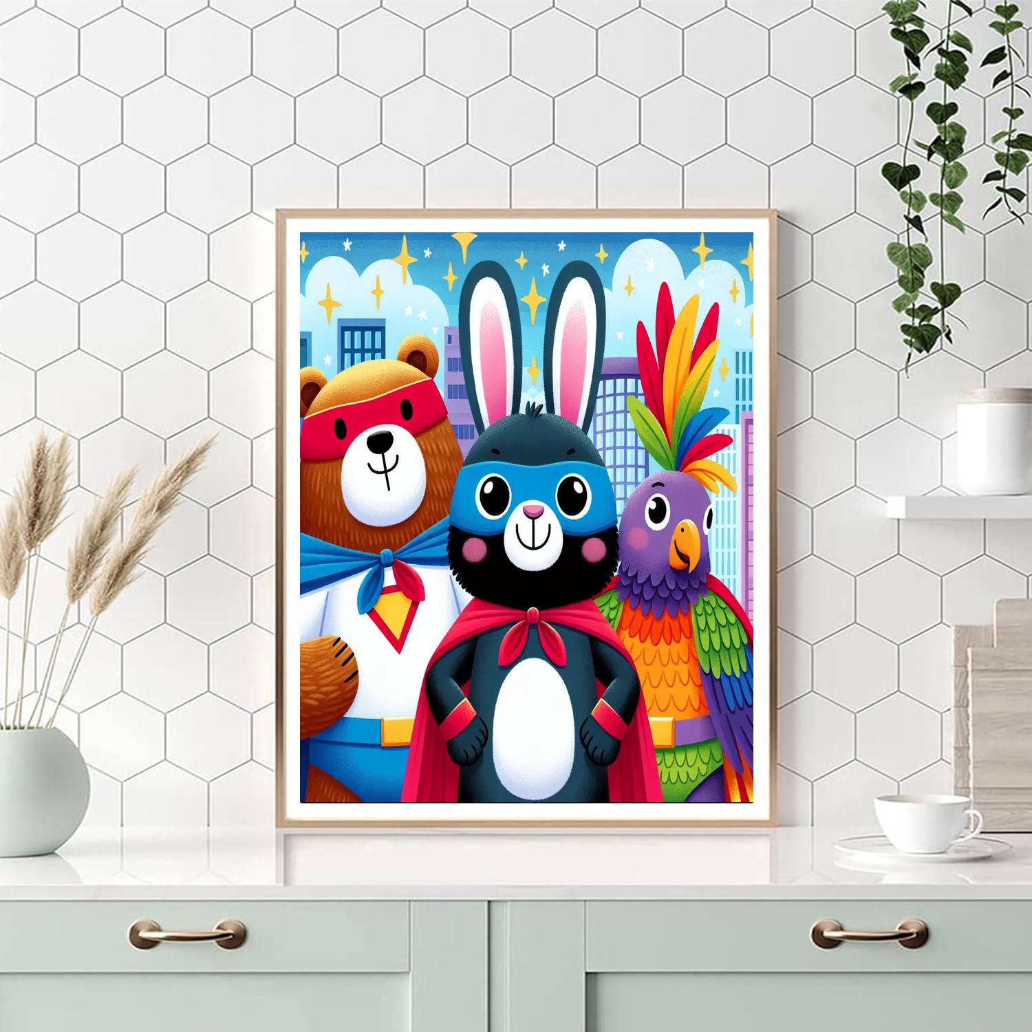 Silly Superhero Animals Painting By Numbers Kit
