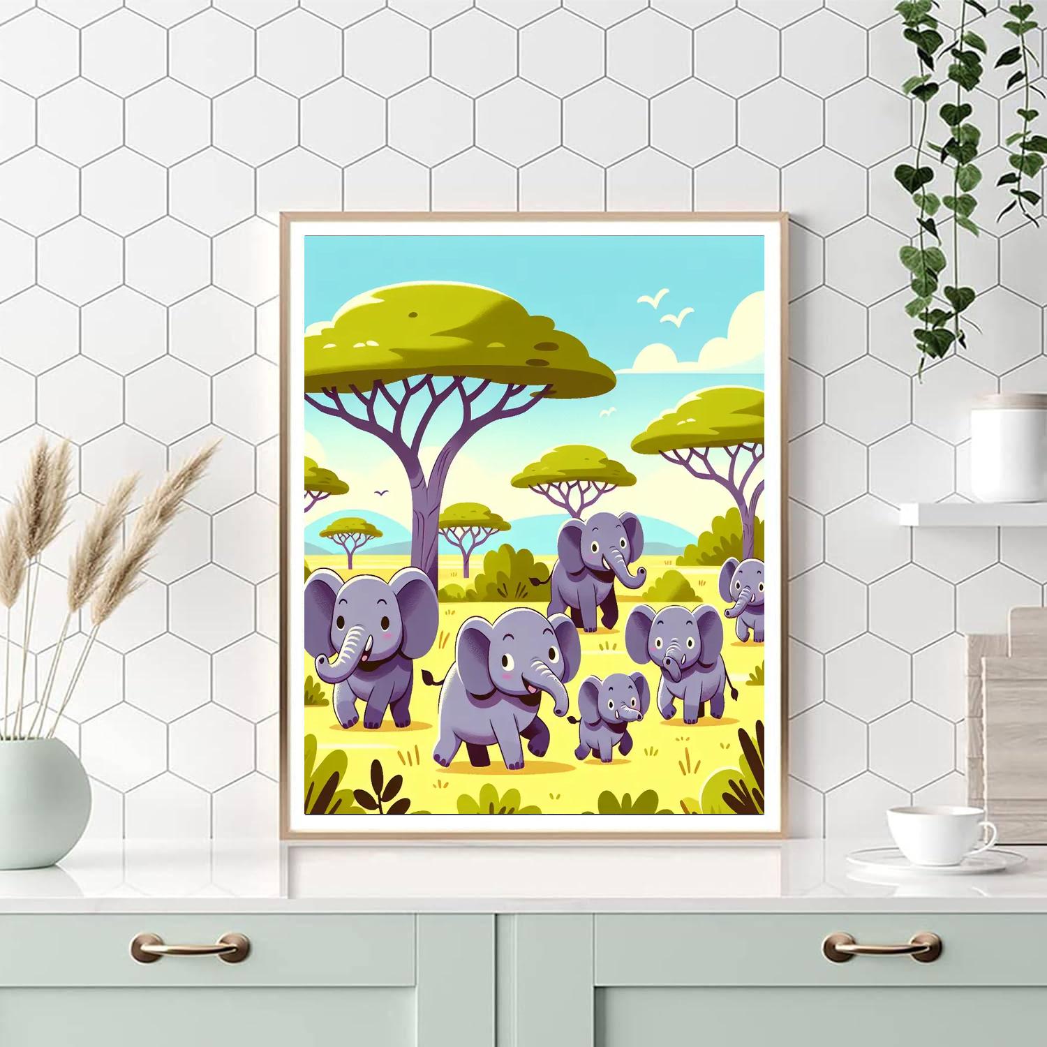 Energetic Elephant Expedition Numbered Painting Kits