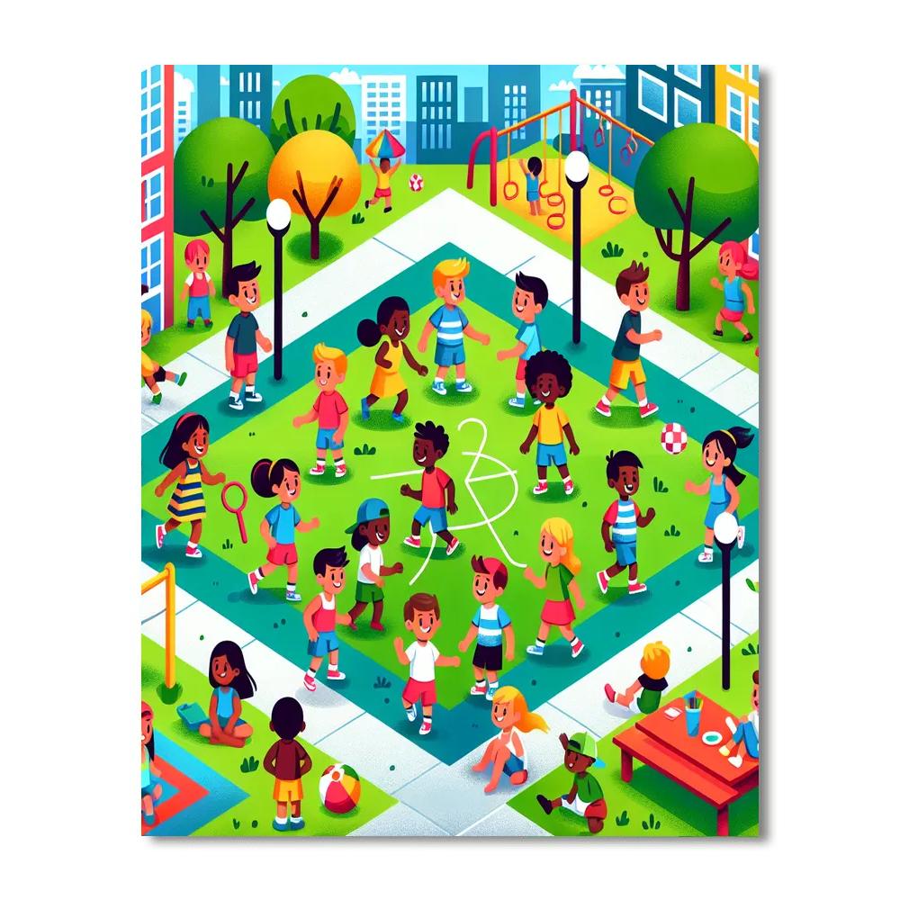 Fun In The City Park Painting Number Kit