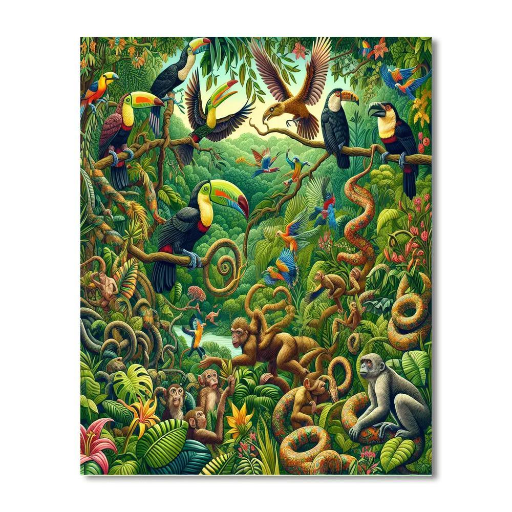 Lush Green Jungle Adventure Numbered Painting Kits