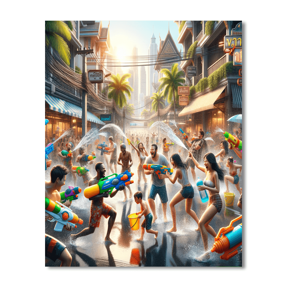 Songkran Water Festival - Bangkok Paint By Color