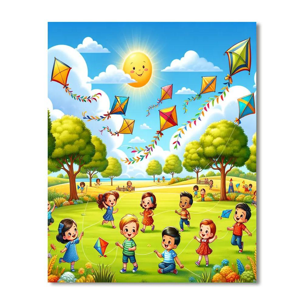 Joyful Kite Flying Adventure Paint By Numbers