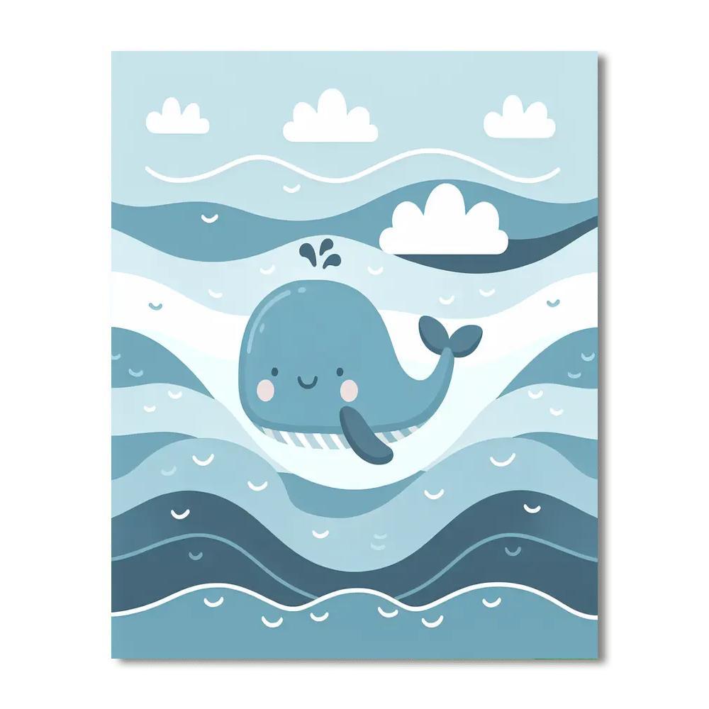 Friendly Whale Waves Paint By Number