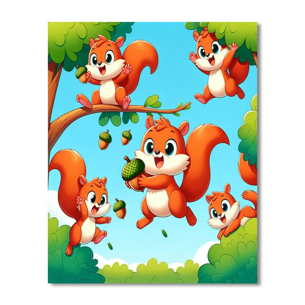 Adventurous Squirrels Paint By Numbers Art