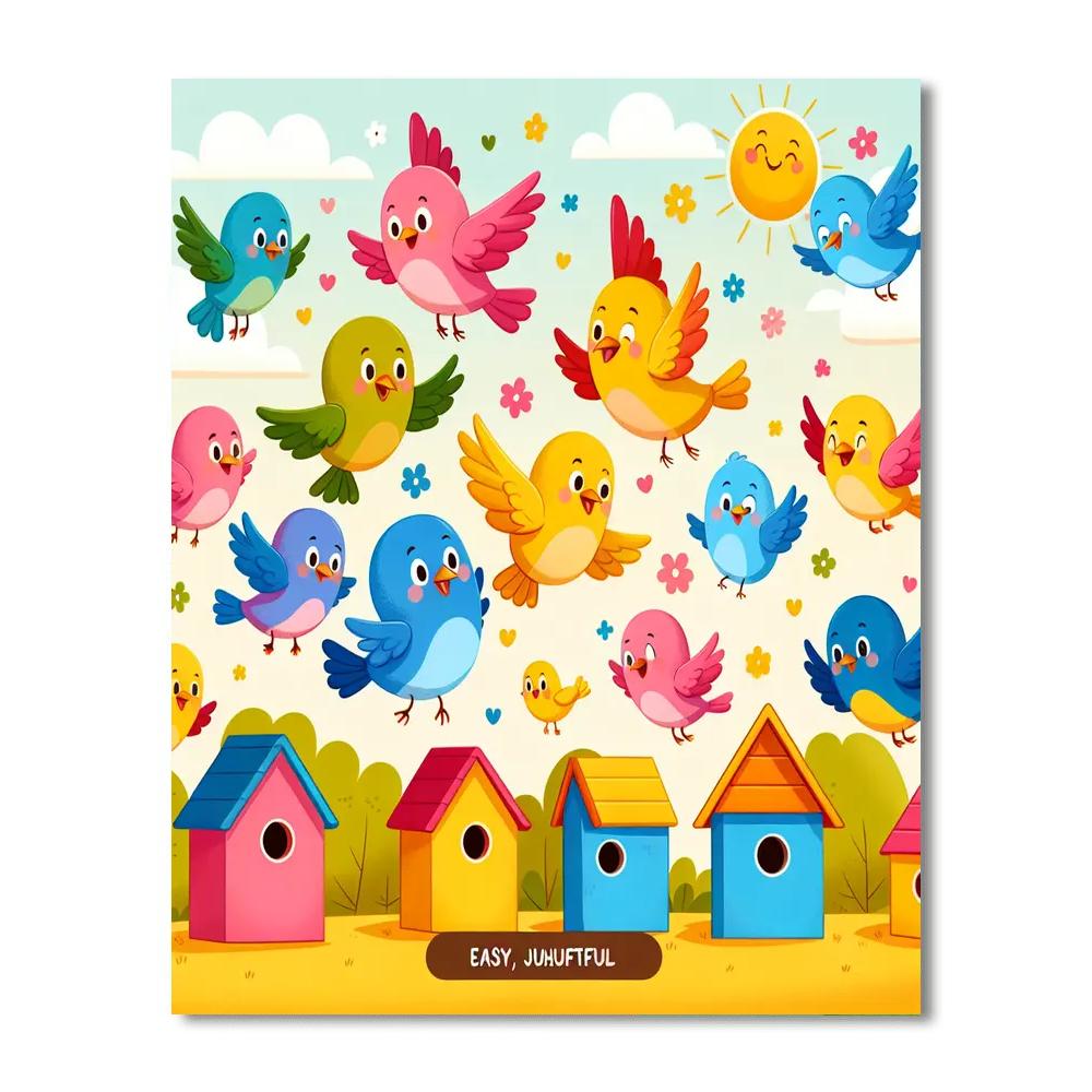 Happy Bird Sanctuary Number Painting