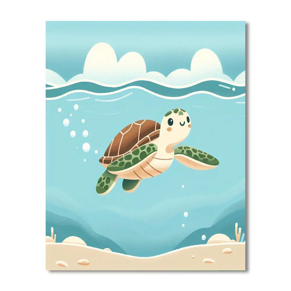 Shimmering Sea Turtle Sojourn Number Painting