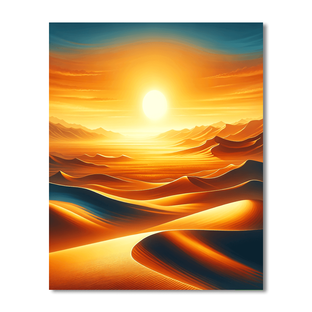 Tranquil Desert Sunrise Number Painting