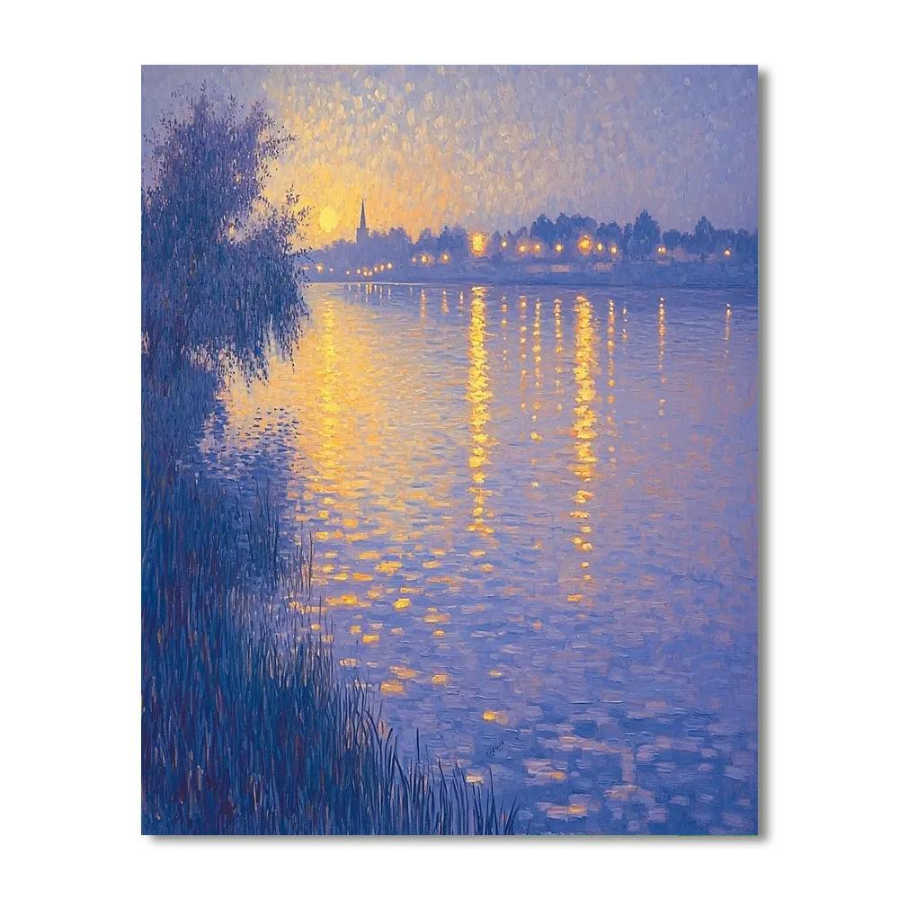 Georges Seurat Inspired Reflections Of Twilight  Paint By Number