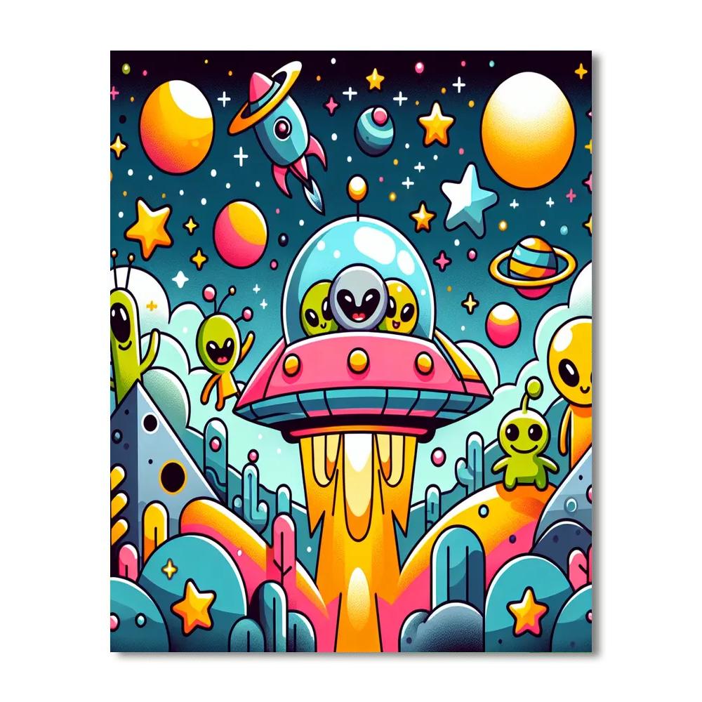 Galactic Spaceship Adventure Painting By Numbers Kit