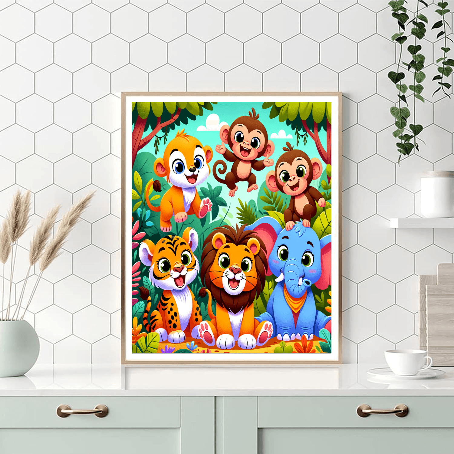 Cute Baby Jungle Animals Painting By Numbers Kit