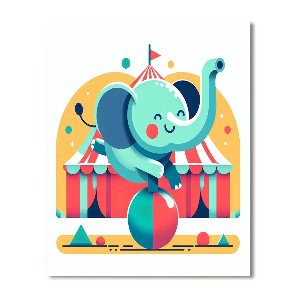 Cheerful Circus Elephant Numbered Painting Kits