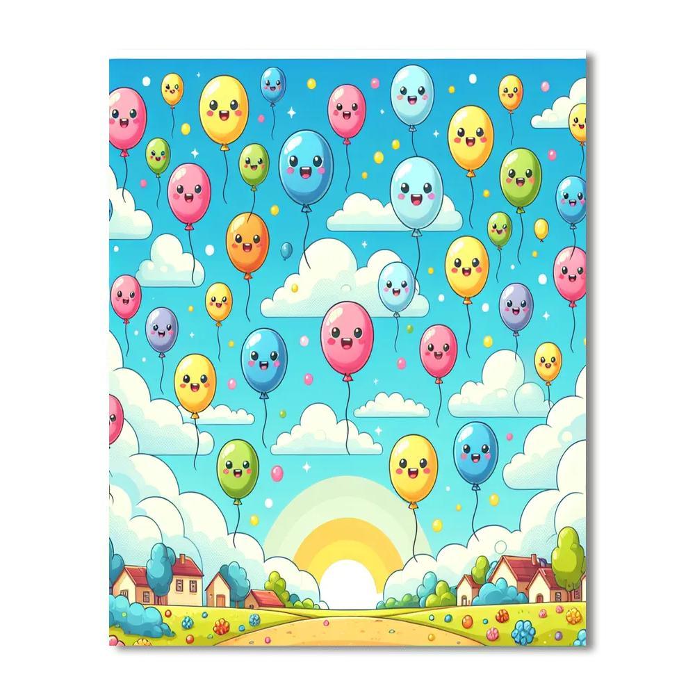Bouncy Balloons In The Sky Painting By Numbers Kit