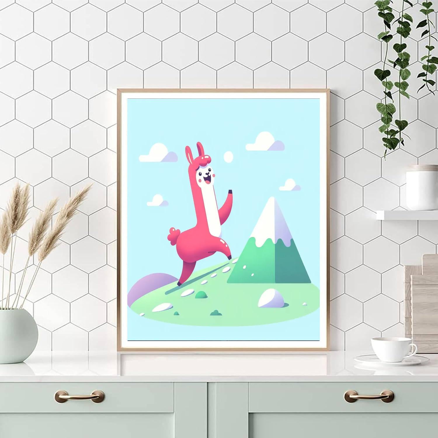 Cheery Llama's Mountain Hike Paint By Color