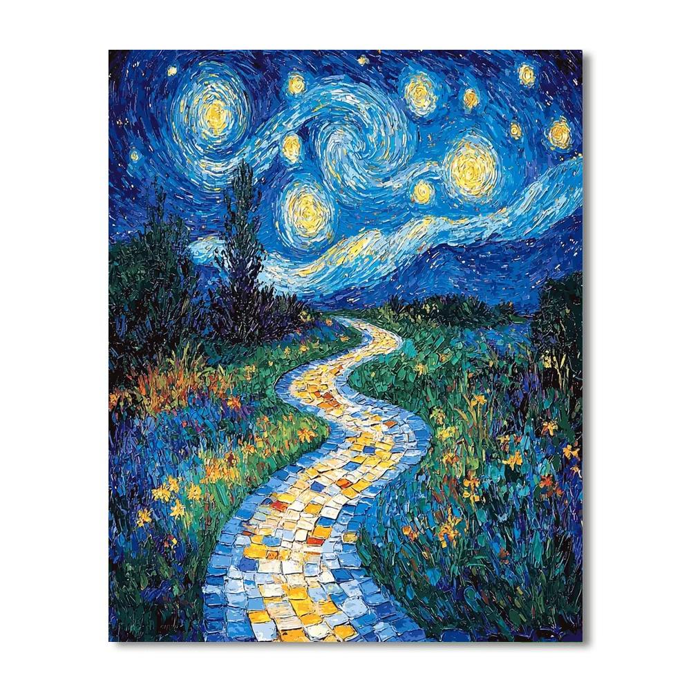 Vincent Van Gogh Inspired Starry Night Garden Path  Numbered Painting Kits