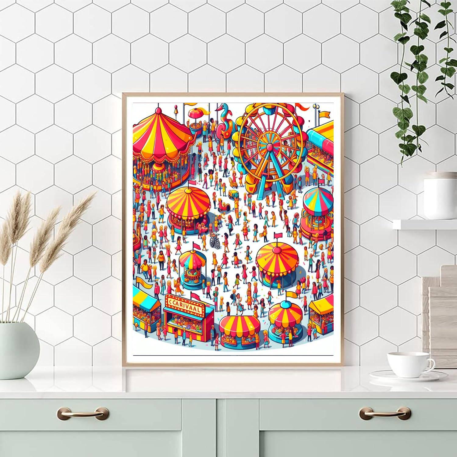 Playful Carnival Whirl Number Painting