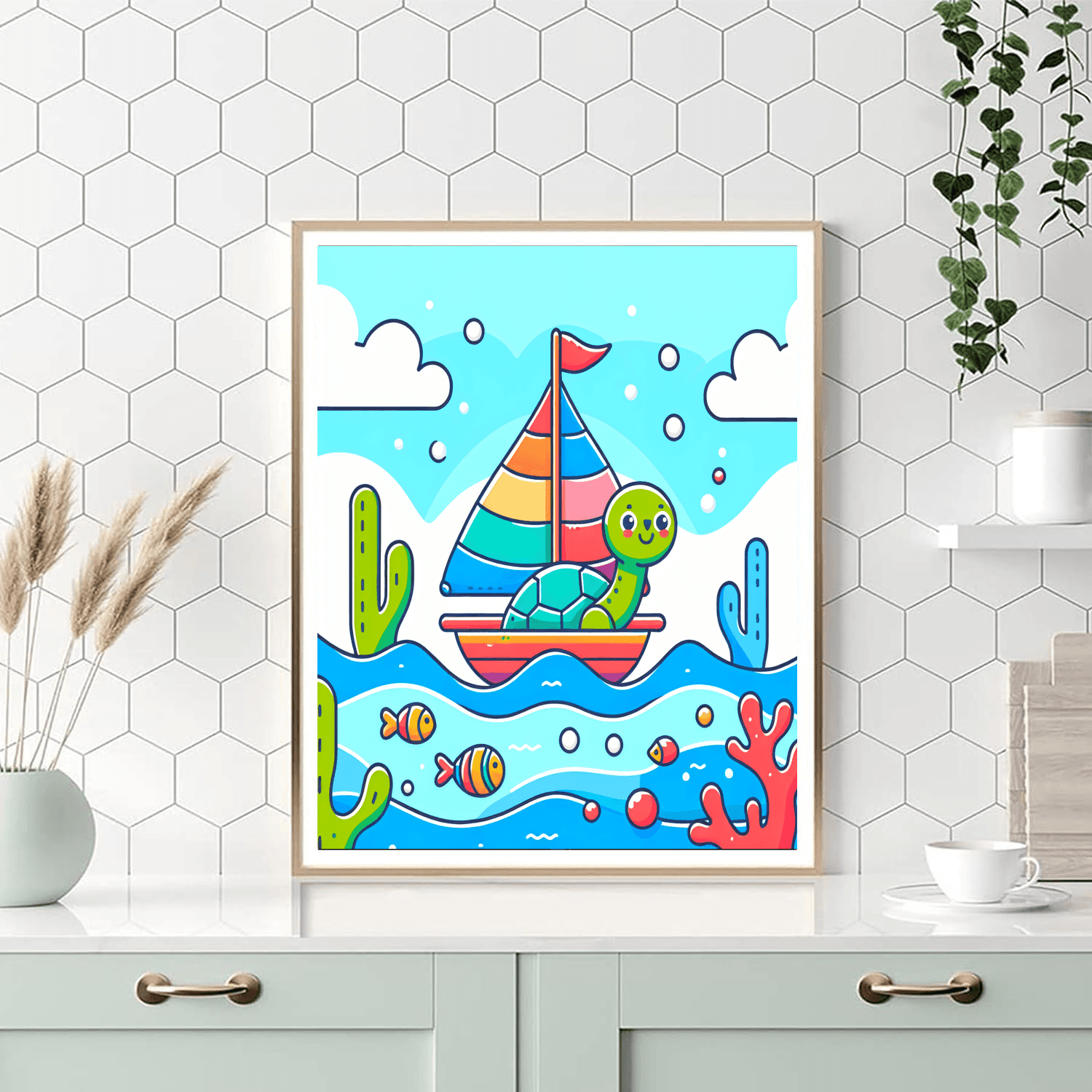 Sailing Turtle Number Painting