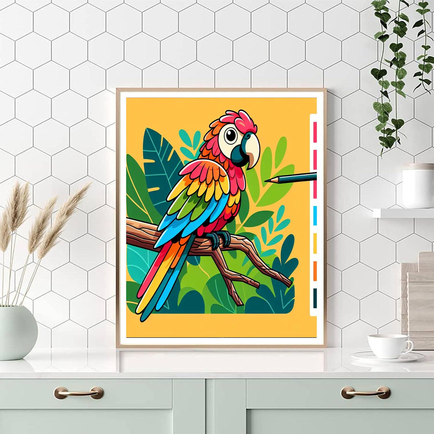 Vivid Parrot Paradise Number Painting