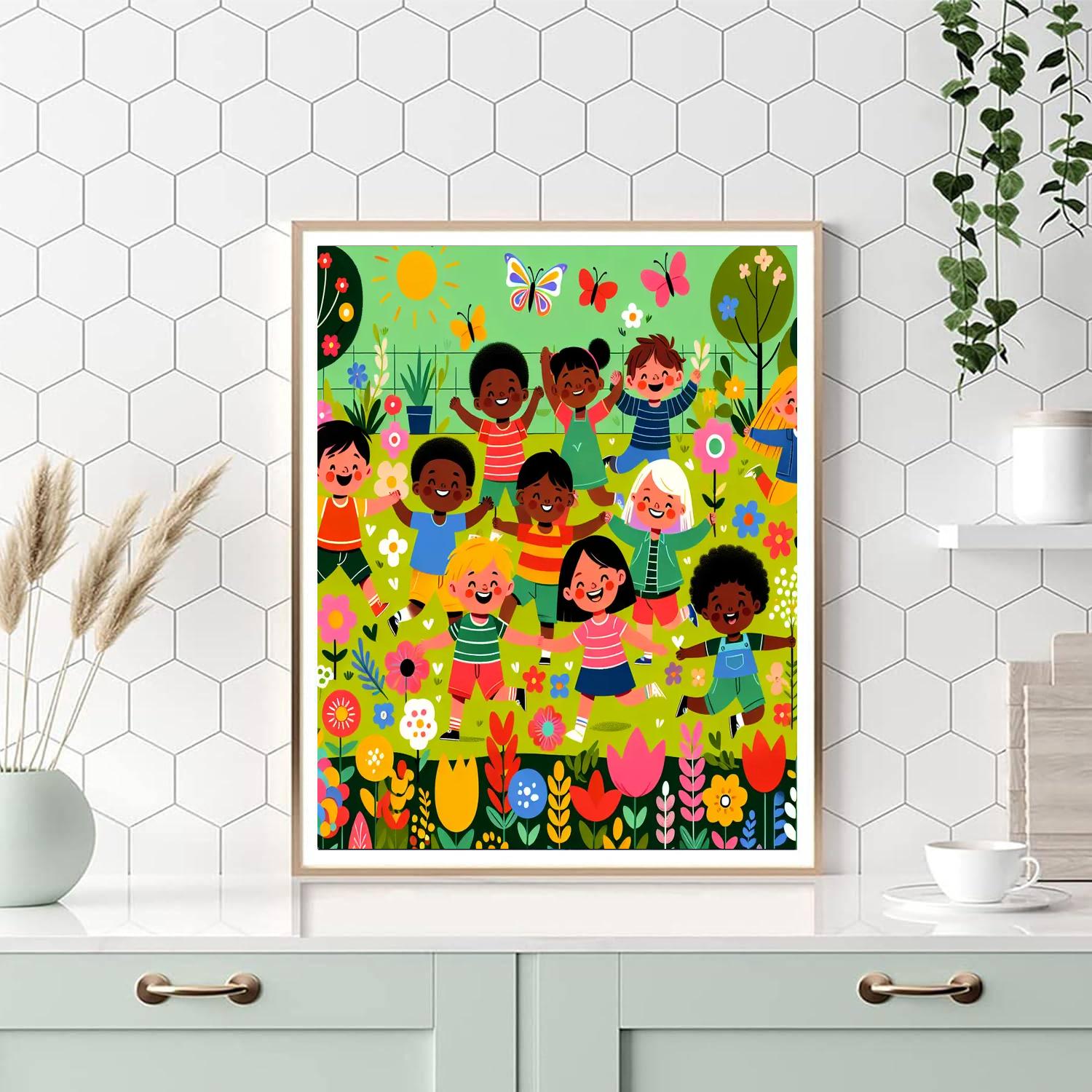 Sunny Garden Playdate Paint By Numbers Art