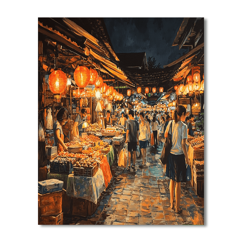 Chiang Mai Night Bazaar Numbered Painting Kits