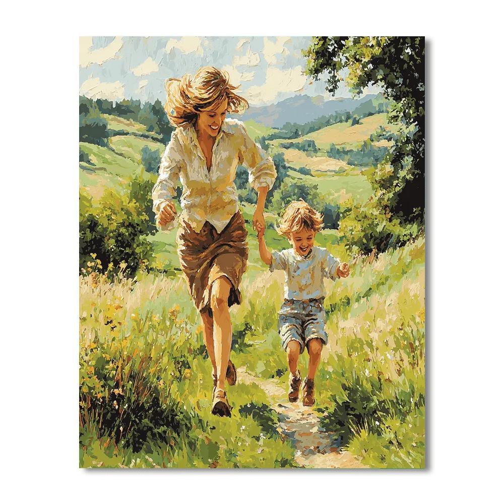Mom And Child On A Nature Walk Paint By Number