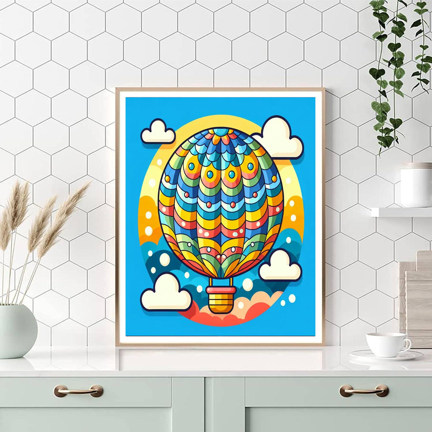 Colorful Hot Air Balloon Trip Number Painting