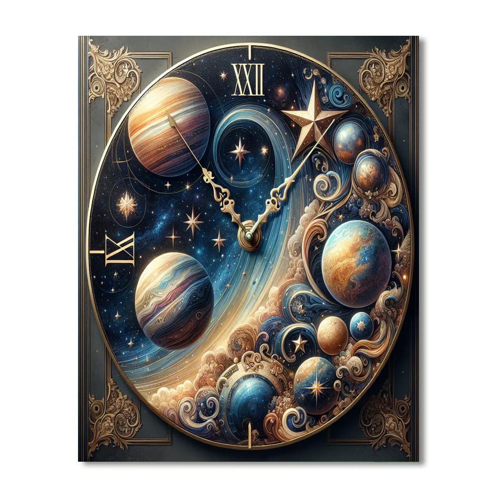 Celestial Wonders Wall Clock Paint By Number