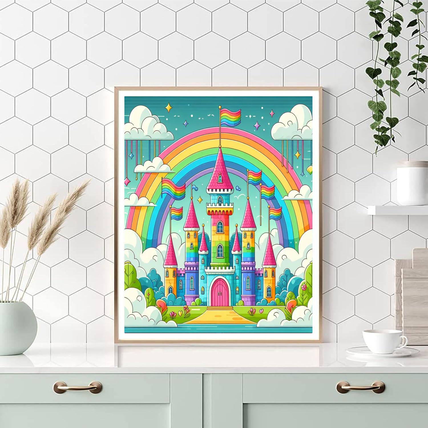 Magical Rainbow Castle Numbered Painting Kits