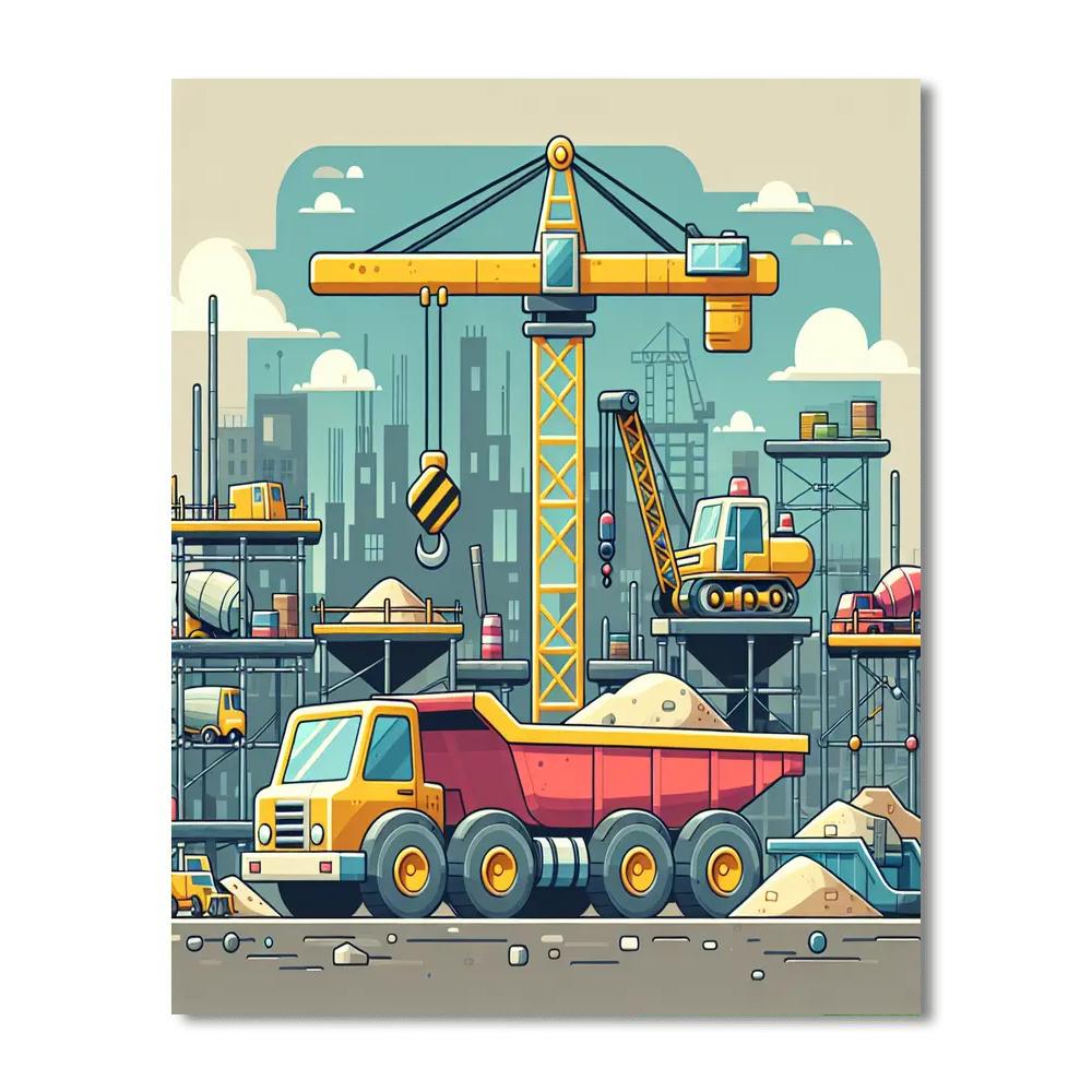 Construction Site Fun Painting Number Kit