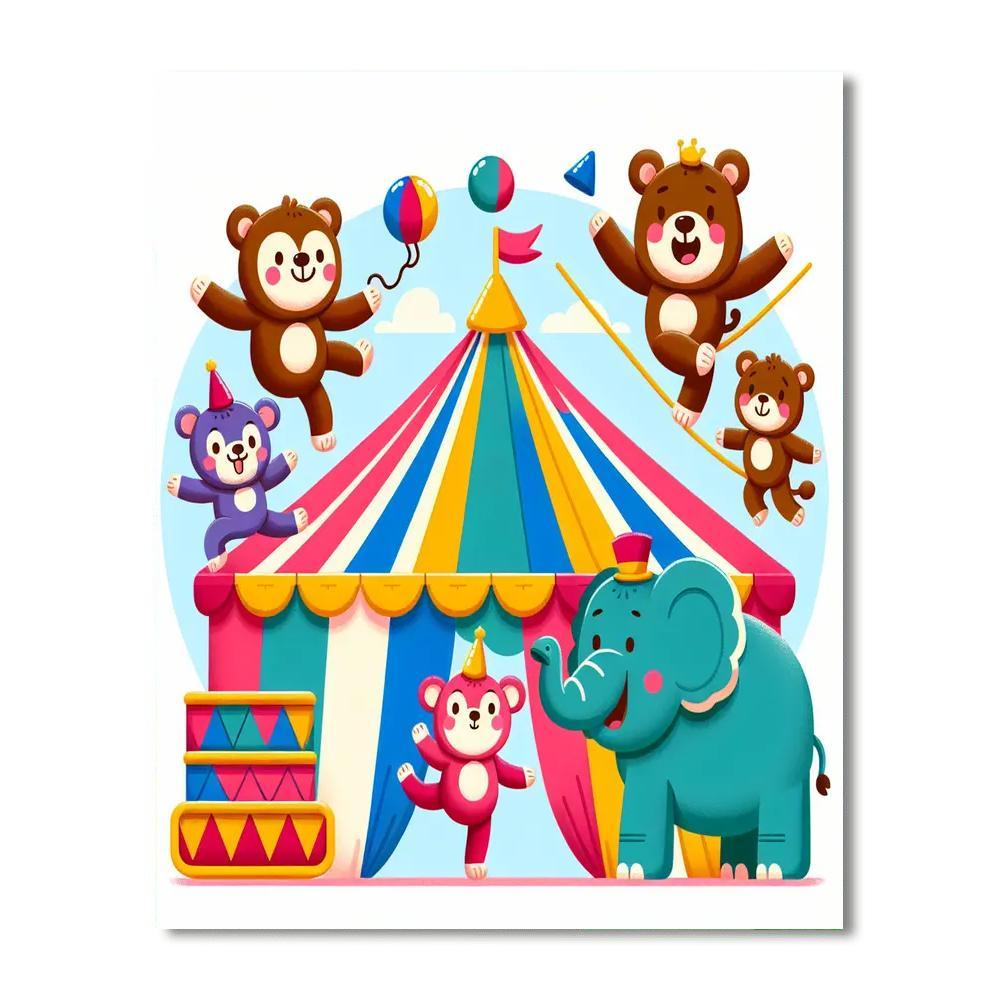 Merry Circus Animals DIY Paint By Numbers