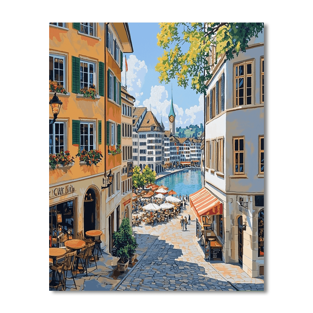 Zurich's Old Town - DIY Painting By Numbers Kit - Artistry Rack