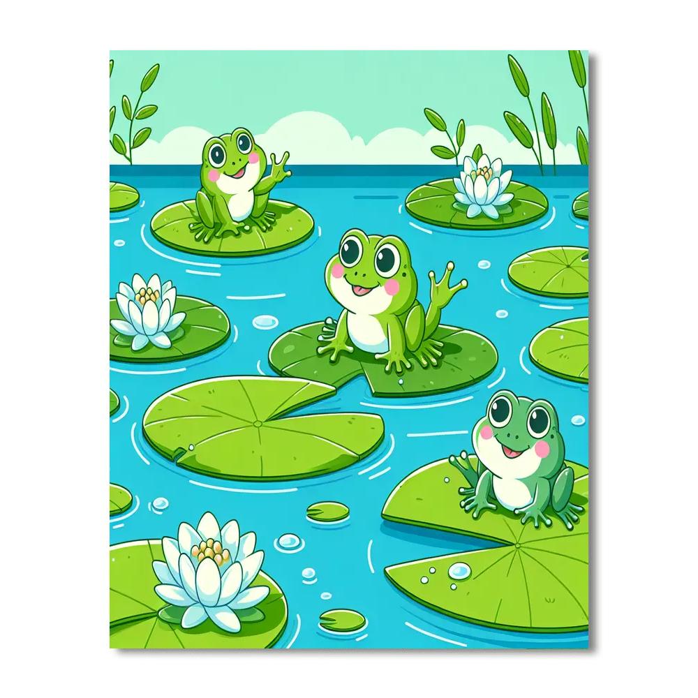 Froggy Pond Frolic Paint By Numbers Art