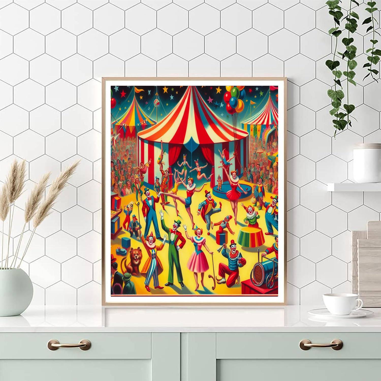 Retro Circus Fun DIY Paint By Numbers