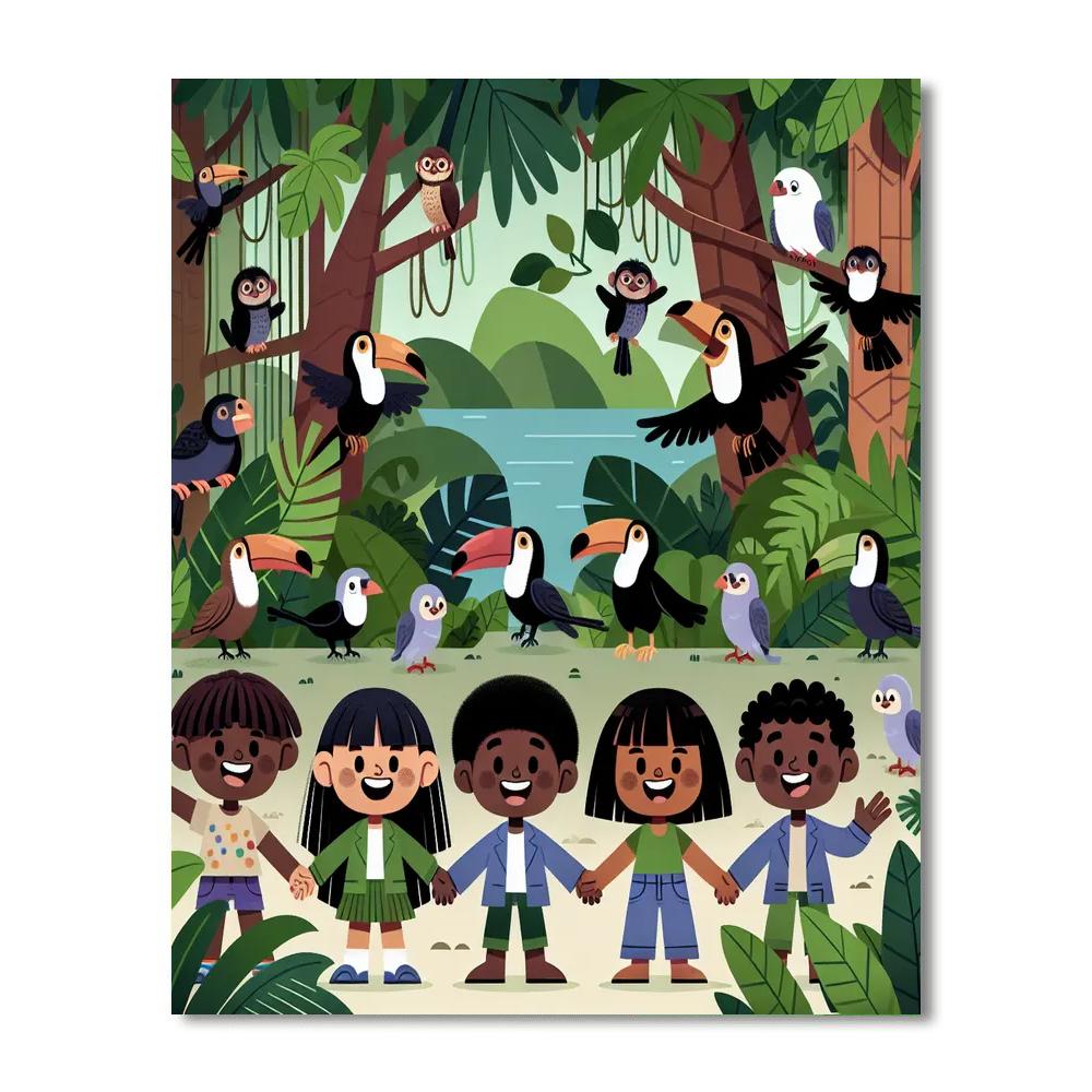 Rainforest Hide And Seek Paint By Numbers Art