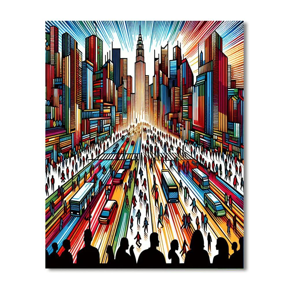Vibrant City Pulse Painting Number Kit