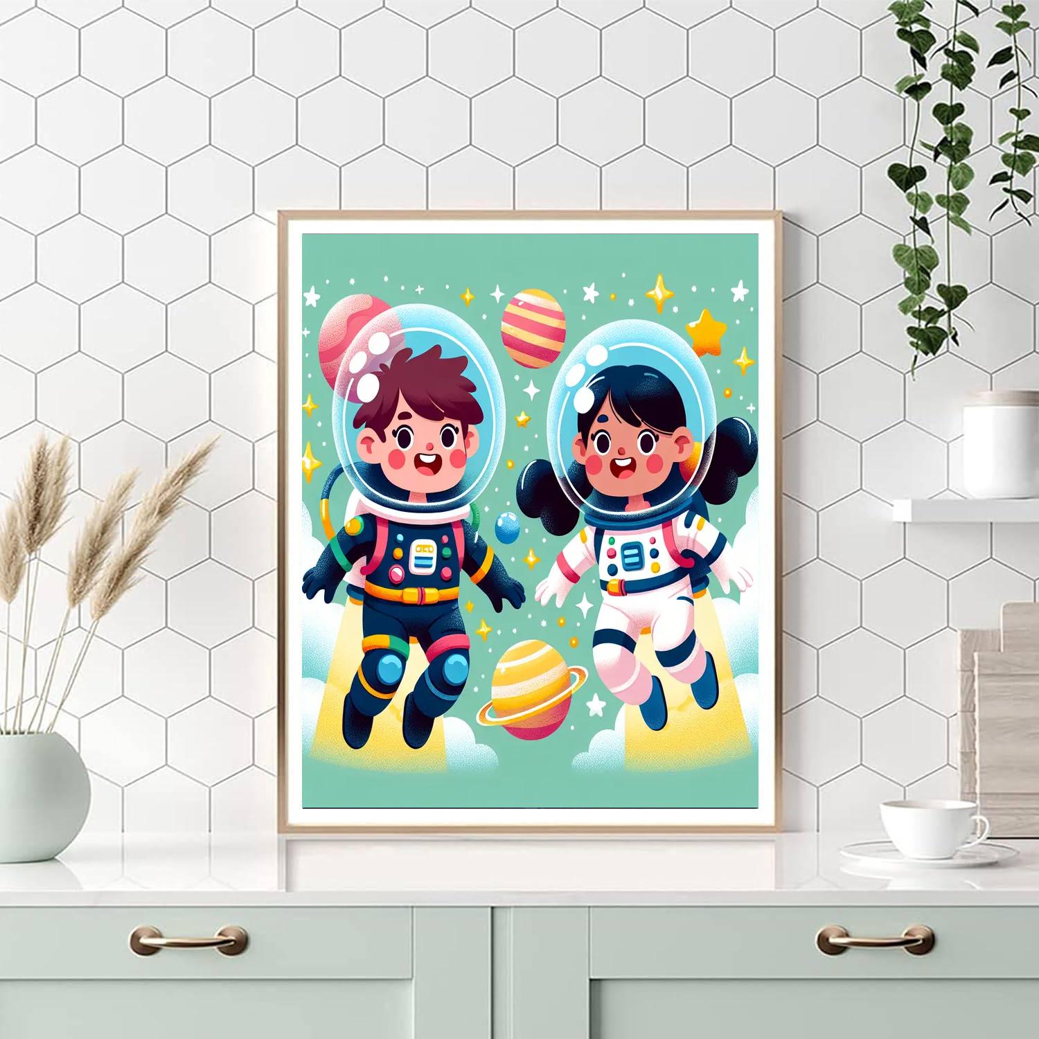 Curious Space Explorers Paint By Numbers Art