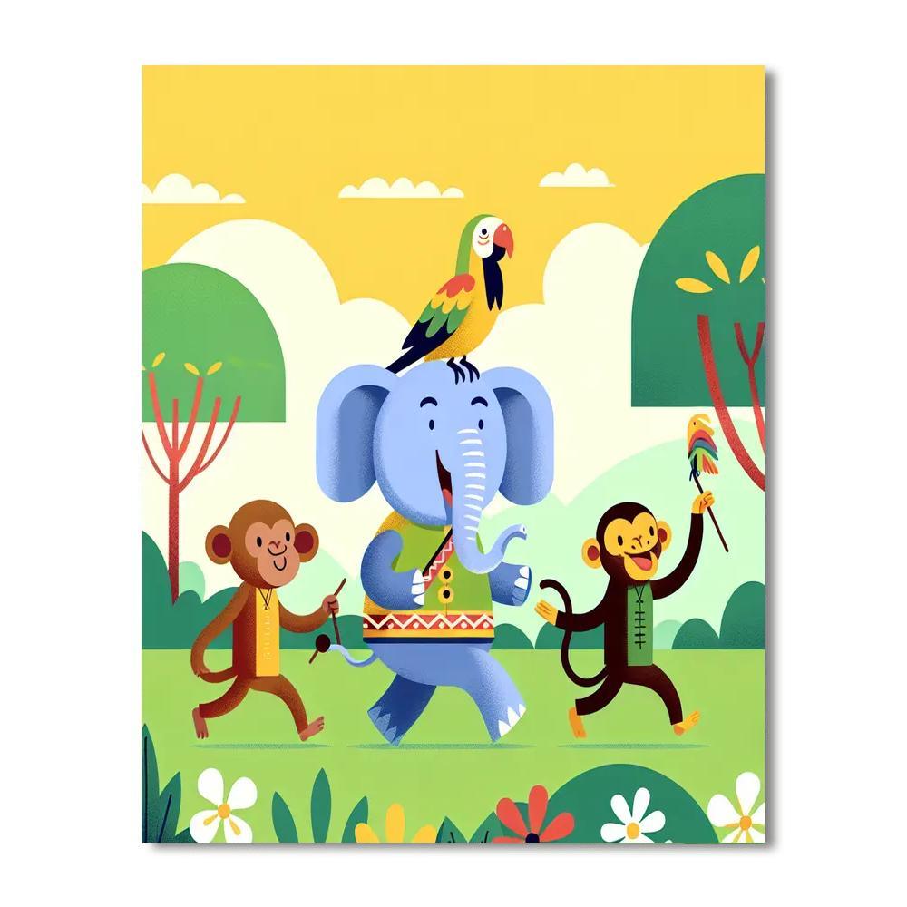 Friendly Jungle Parade Number Painting