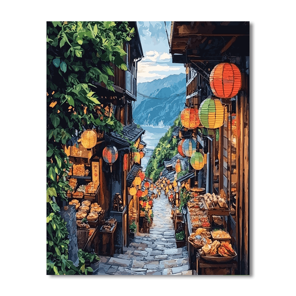 Jiufen Old Street - Taiwan Painting By Numbers Kit