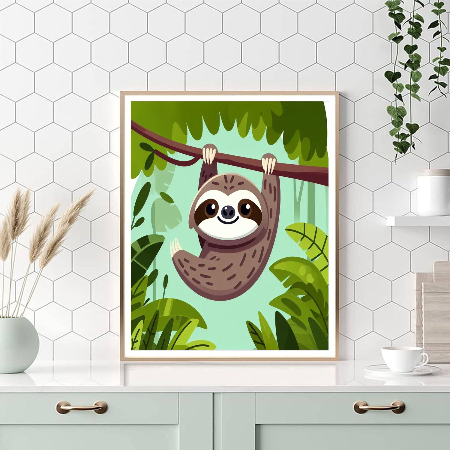 Swinging Sloth Paint By Numbers Art